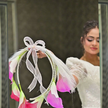 GownLink White and green color Bridal Bouquet B-59-2