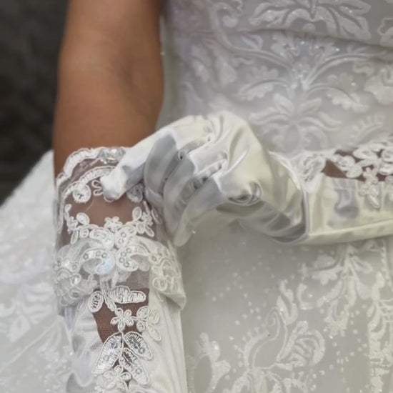 Long white wedding gloves for church in Shillong