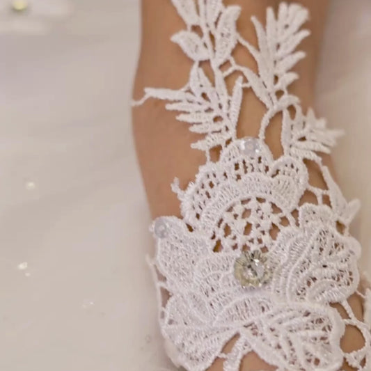 White wrist-length gloves for Christian wedding Gloves in Telangana


