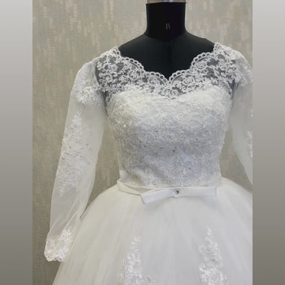 GownLink Elegant White Wedding Ball Gown for Christian & Catholic Brides Luxury Princess Bridal Dress for Church Wedding – GLHS14B