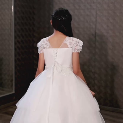 GownLink First Holy Communion Bow Dress for Girls