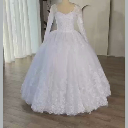 GownLink Stunning Train Gown White Church Wedding Gown GLGB170-B