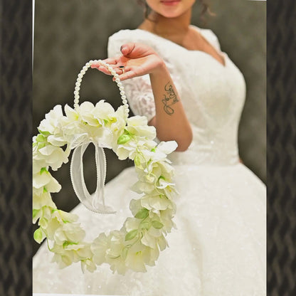 GownLink White and green color Bridal Bouquet B-63