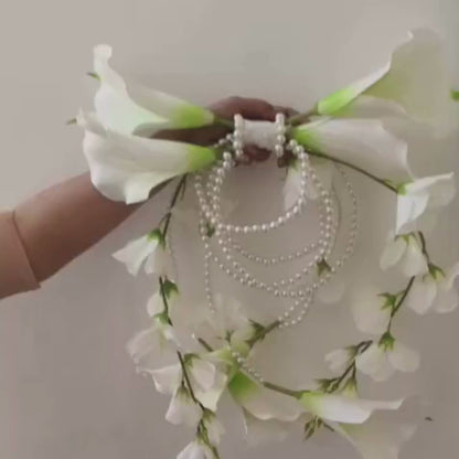 GownLink's Majestic Harmony Elegant Bridal Bouquet with green and white Flowers B-butterfly