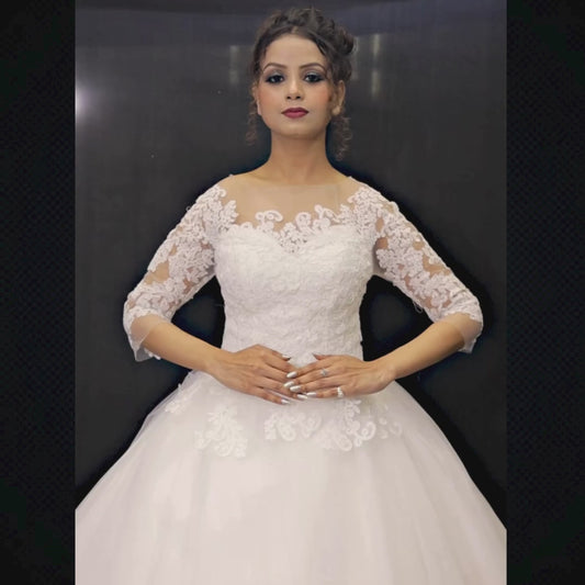 GownLink Designer Christian Wedding Gown for Catholic Bride White Bridal Gown with Elegant Finish GLD30B