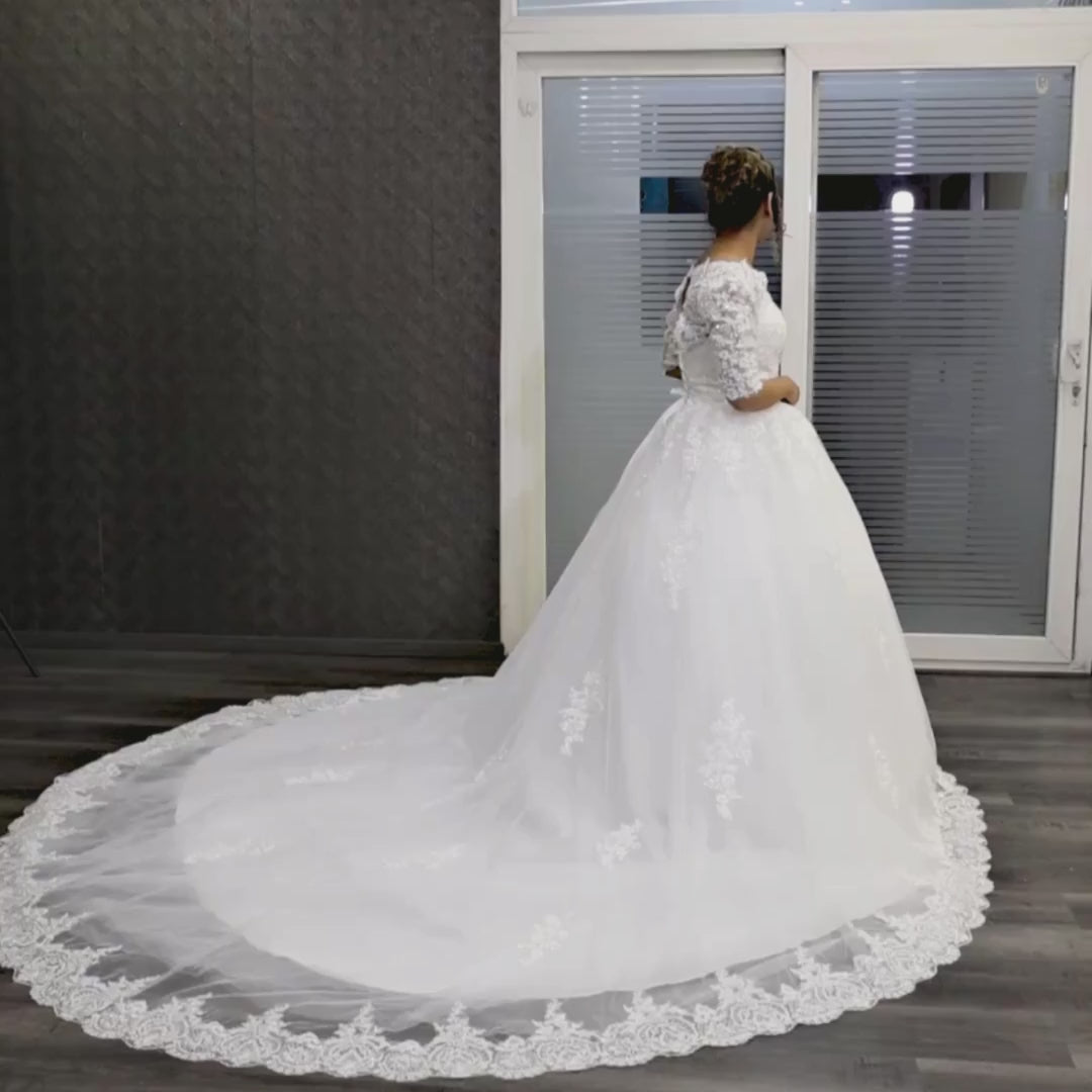 White Modest Christain Wedding gown