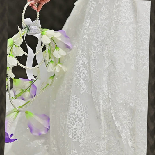 GownLink White and green color Bridal Bouquet B-59-1