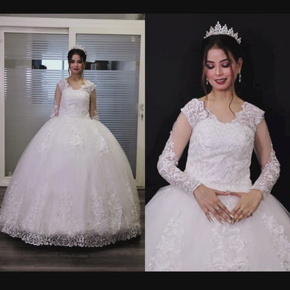 GownLink Luxury Bridal Ball Gown with Elegant Christian & Catholic Wedding Bridal Dress GLVLQD09B