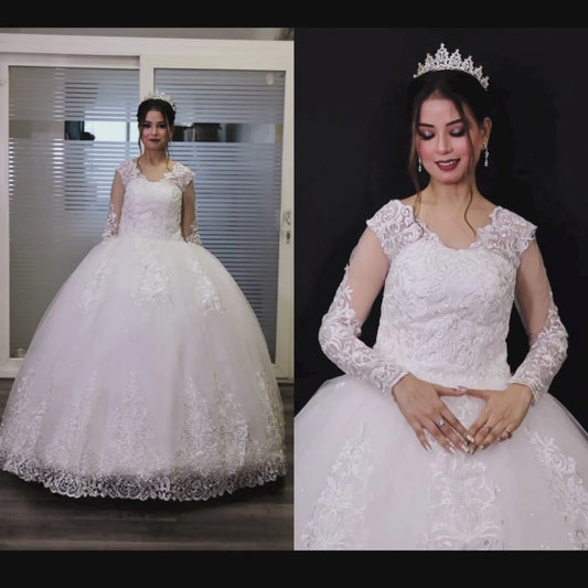 GownLink's Adorable White Wedding Princess Gown GLVLQD09B