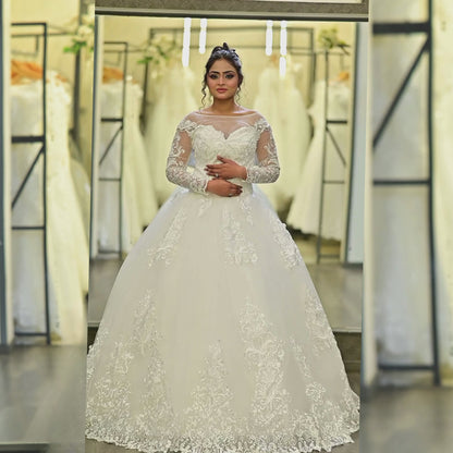 GownLink Royal White Bridal Princess Gown for Christian Catholic Brides Wedding Gown GLVLQD10B
