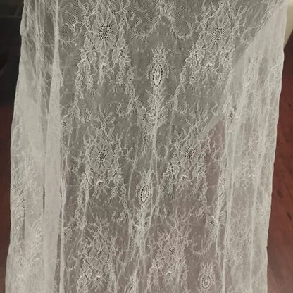 GownLink- White Lace Border for Wedding Gown-self design fabric