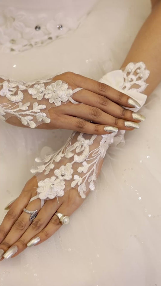 White Fingerless Gloves for Women
