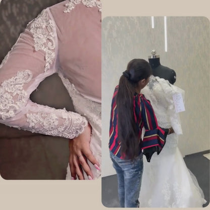 GownLink Premium White Mermaid Bridal Wedding Gown with Cathedral Train for Christian & Catholic Brides GLGT044