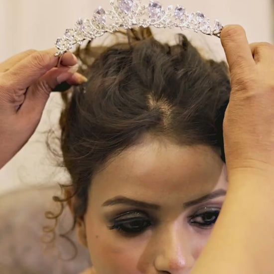 Silver crystal crown for Christian bride in Lucknow