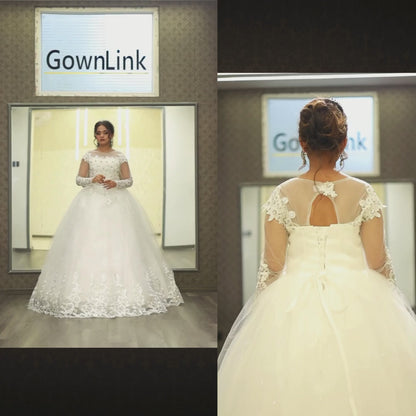 GownLink Elegant White Bridal Ball Gown with Rhinestone for Christian Catholic Brides GLHMD16050083B