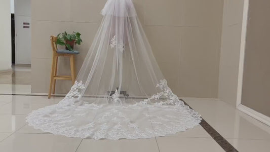 GownLink Bridal Long Veil Comb for Christian & Catholic Weddings GLVL-24
