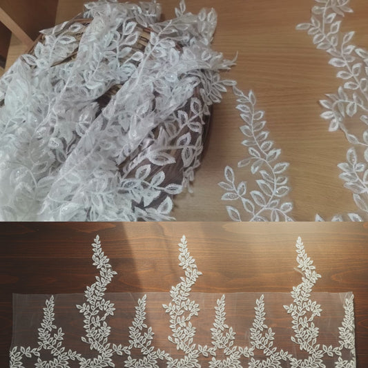 GownLink - White D30 Lace Sequence Border with Wedding Gown