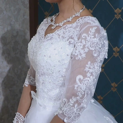 GownLink GLHS14 Bridal Train Gown – Classic White Wedding Dress for Christian & Catholic Brides