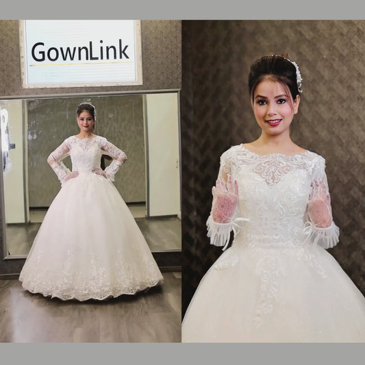 GownLink Traditional White Wedding Ball Gown for the Christian Bride  GLGF051B