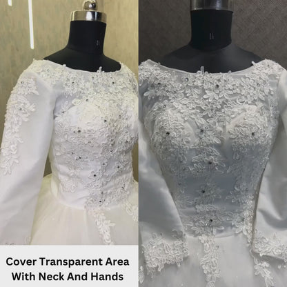 GownLink Christian and Catholic Bridal White Wedding Dress GLHSD189T