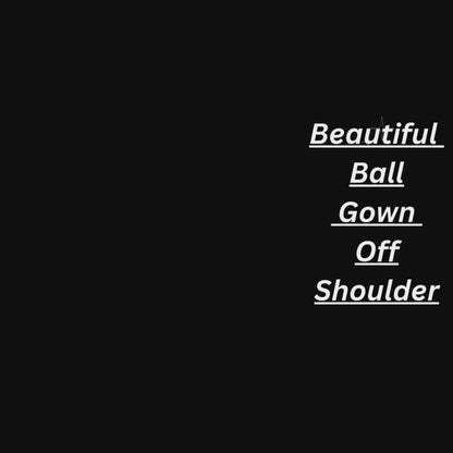 GownLink White Wedding Ball Gown with Off-the-Shoulder Neckline GLQD09