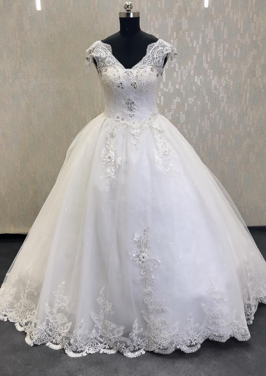 Buy White frock with train for Christian Catholic wedding Gownlink GownLink