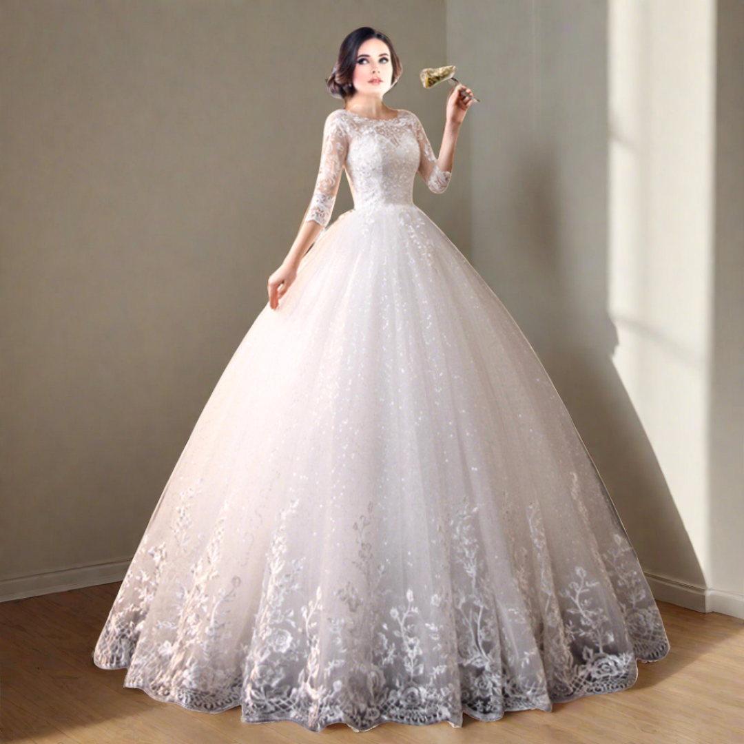 GownLink Traditional White Wedding Ball Gown for the Christian Bride GLGF051B