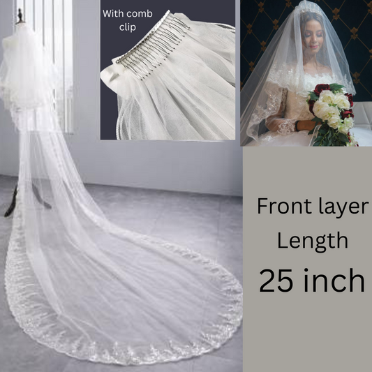 GownLink Short 1.5mtr Bridal Veil With Comb GLV20