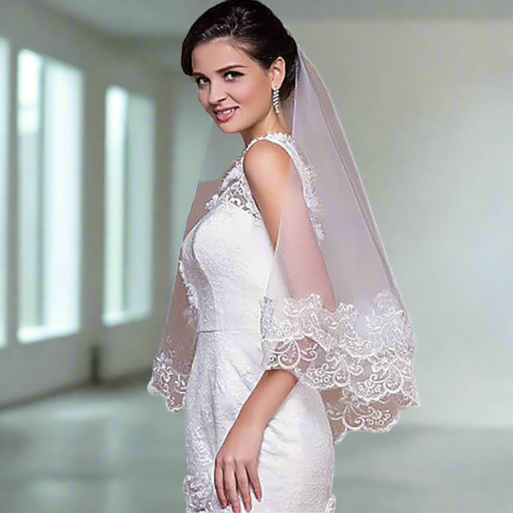 GownLink Bridal Short 1.5mtr Veil With Comb for Christian & Catholic Wedding GLV09S