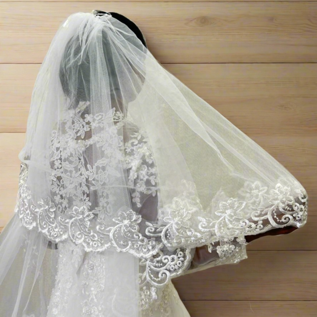 GownLink Bridal Short 1.5mtr Veil With Comb for Christian & Catholic Wedding GLV09S