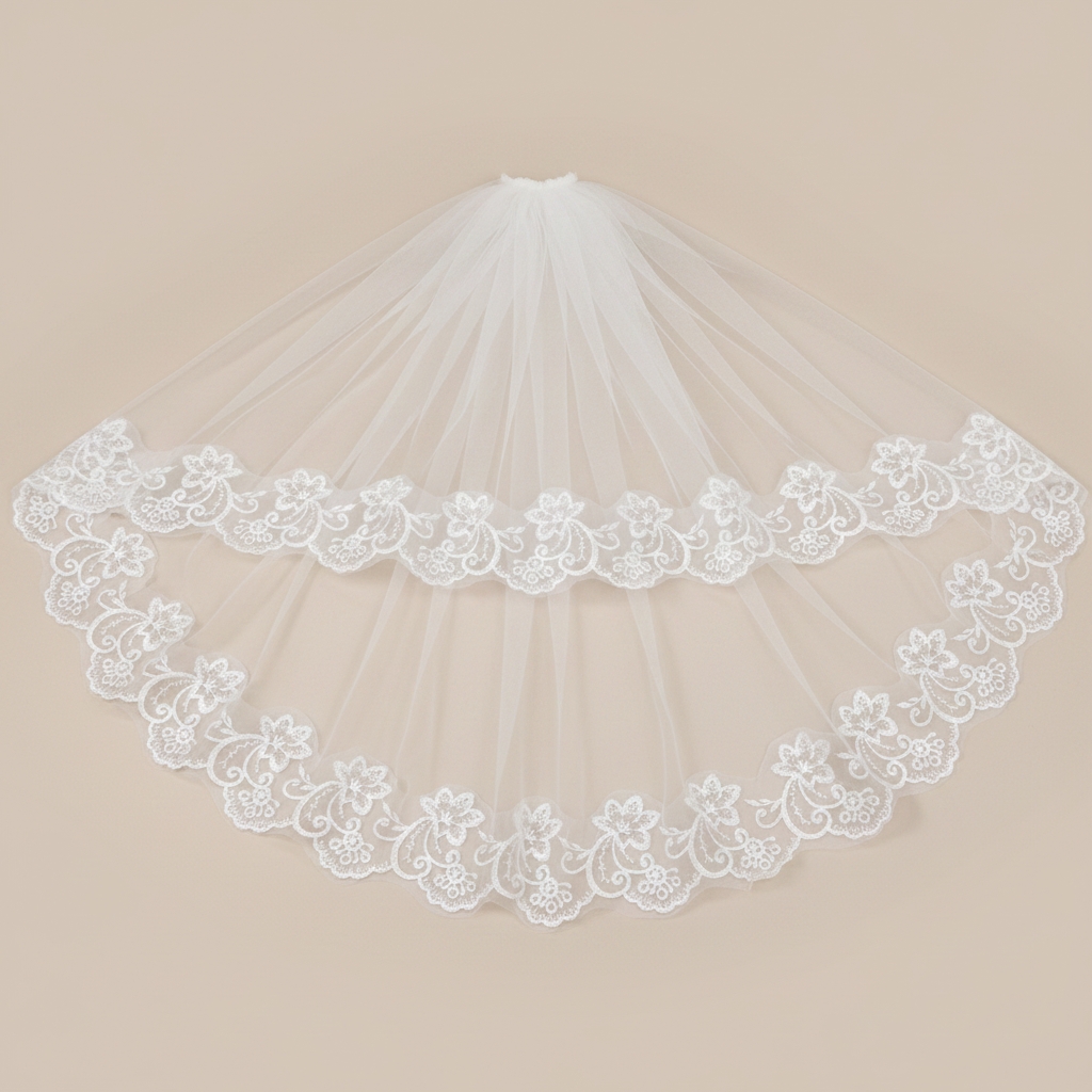 Close-up of comb and attachment on Long Bridal Veil — GownLink GLV09