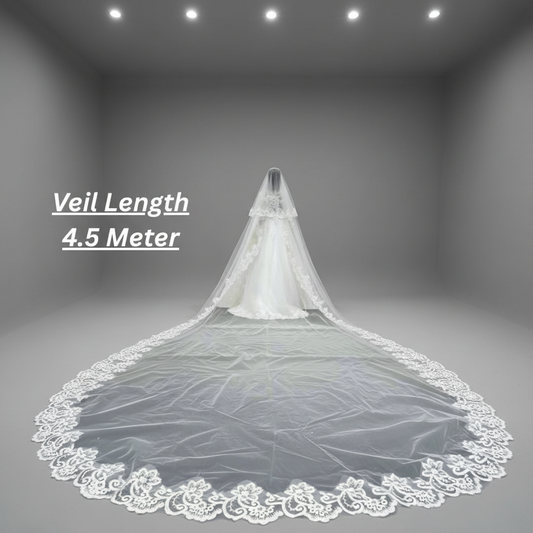 Elegant white wedding veil for Catholic church bride