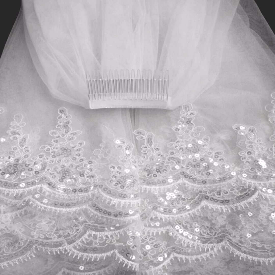 Cathedral length white bridal veil for Christian wedding ceremony