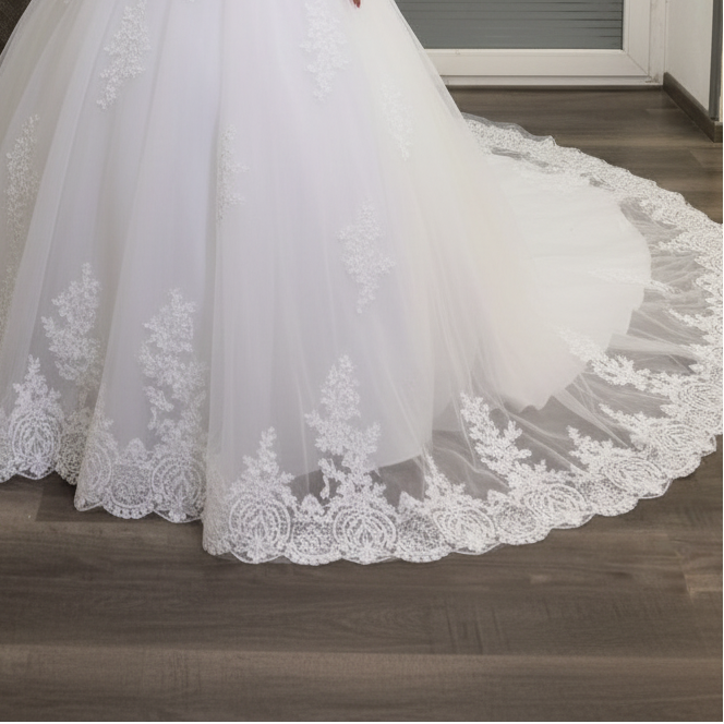 GownLink Catholic Christian Wedding Dress White Long Sleeve Bridal Gown GLFSM477T
