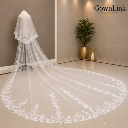 GownLink Bridal Long Veil Comb for Christian & Catholic Weddings GLVL-25