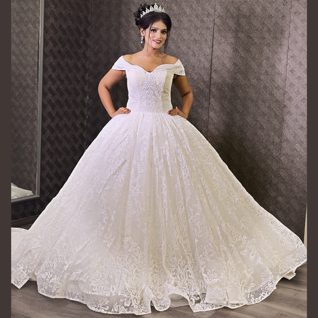 White tulle church wedding gown in Guwahati